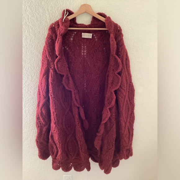Rowan Alizarin Red Burgundy Sweater Coat Cardigan by Martin Storey No belt Open - Picture 3 of 7